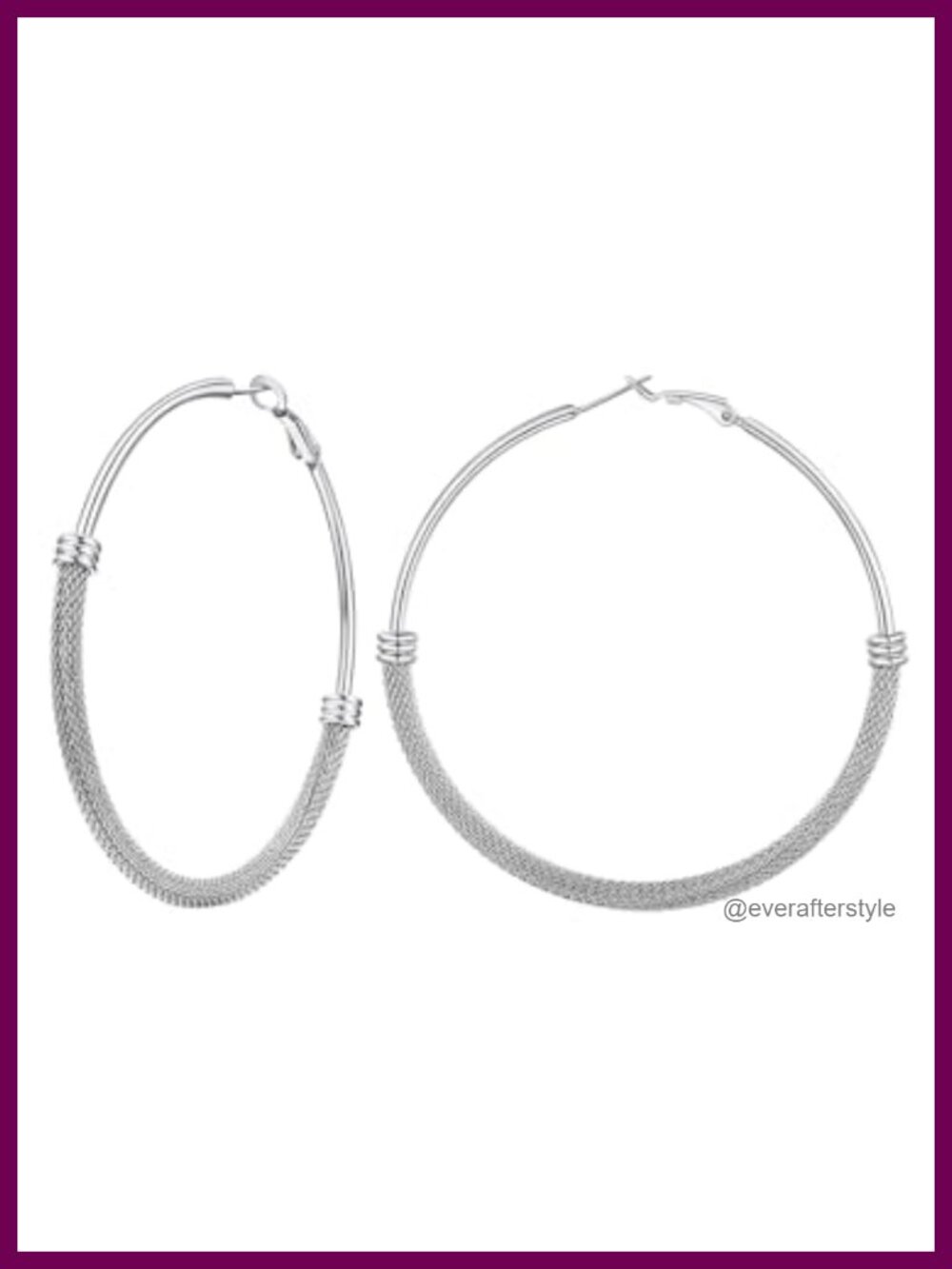 Large Hoop Earrings Stainless Steel Mesh Hollow Tube Statement